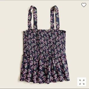 NWT J. Crew Womens Featherweight satin smocked tank in twilight berry, Medium